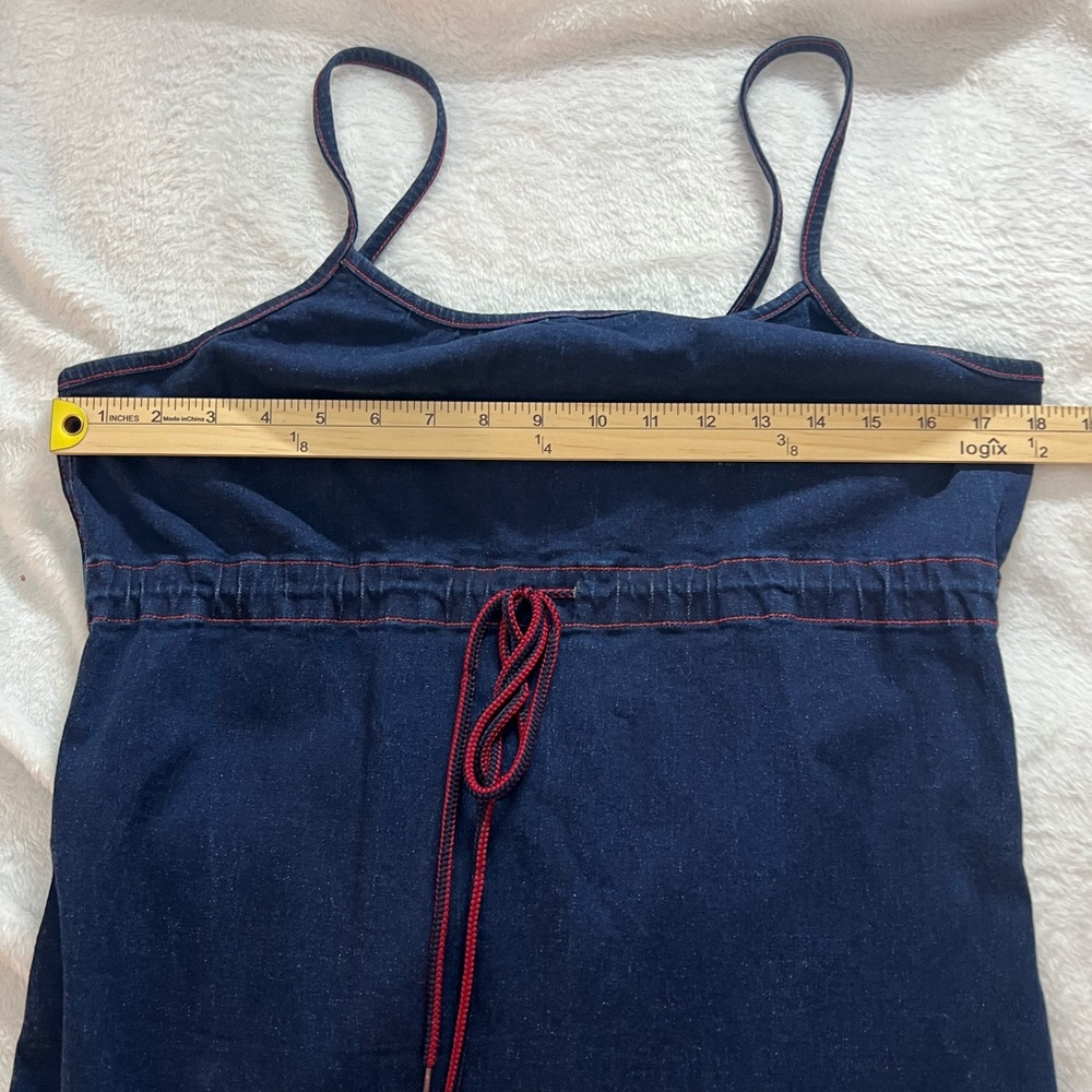 Women’s Navy Denim Mini Dress with Contrast Stitching xl - Picture 3 of 4